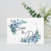 Pastelblaue Rose Save the Date (Stehend Vorderseite)