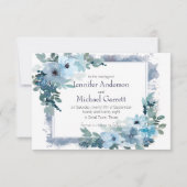 Pastelblaue Rose Save the Date (Rückseite)