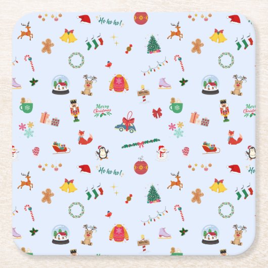 Pastelblaue Weihnachtsdekoration - Zuhause Rechteckiger Pappuntersetzer (Vorderseite)