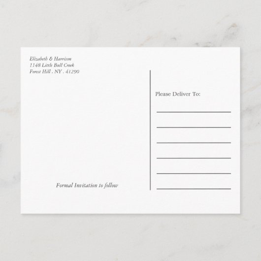 Pastelblock - Tropenfarben - Save the Date Ankündigungspostkarte (Rückseite)