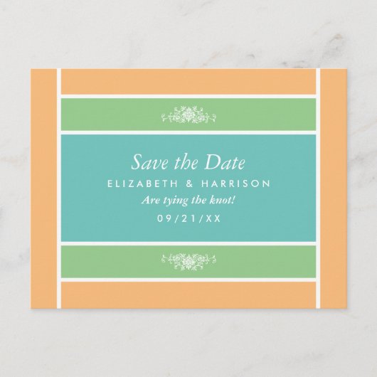 Pastelblock - Tropenfarben - Save the Date Ankündigungspostkarte (Vorderseite)