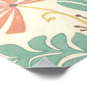 Pastelblumenreben und Blätter auf Cremeuntergrund Poster (Ecke)