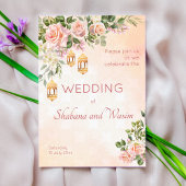 Pastelcreme Rose marokkanische Laternen Hochzeit Einladung