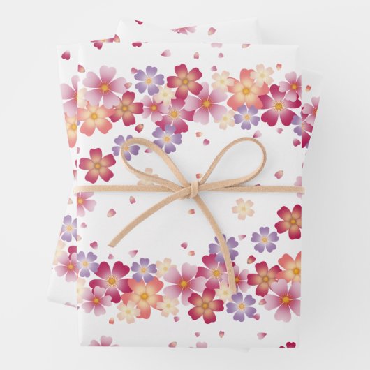 Pastelduschen aus Pflaumen und Kirschblüten Geschenkpapier Set (Beispiel)