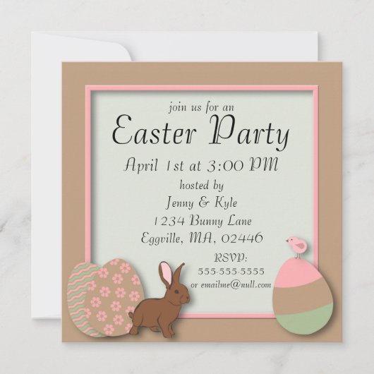 Pasteleier, Hasen- und Kicheröster Einladung (Vorderseite)