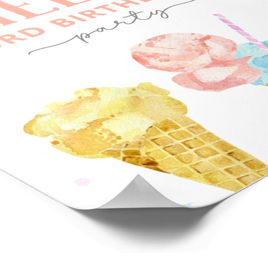 Pasteleis Creme Geburtstag Begrüßungszeichen Poster (Ecke)