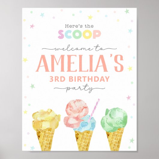 Pasteleis Creme Geburtstag Begrüßungszeichen Poster (Vorne)