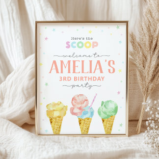 Pasteleis Creme Geburtstag Begrüßungszeichen Poster