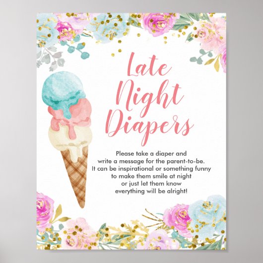 Pasteleis floral Spätabentauchen Zeichen Poster (Vorne)