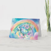 Pastelenbogen Aquarellmeerschildkröte Feiertagskarte (Rückseite)