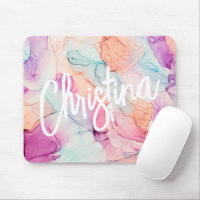 Pastelfarben Alkohol Tinte Muster Mousepad