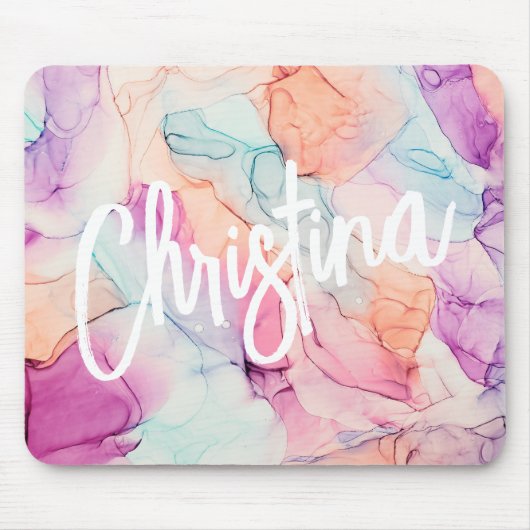Pastelfarben Alkohol Tinte Muster Mousepad (Vorne)