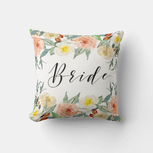 Pastelfarben Blume Bänder-Bride-Typografie Kissen