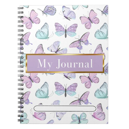 Pastelfarbenschmetterlinge Journal Spiral Notebook Notizblock (Vorderseite)