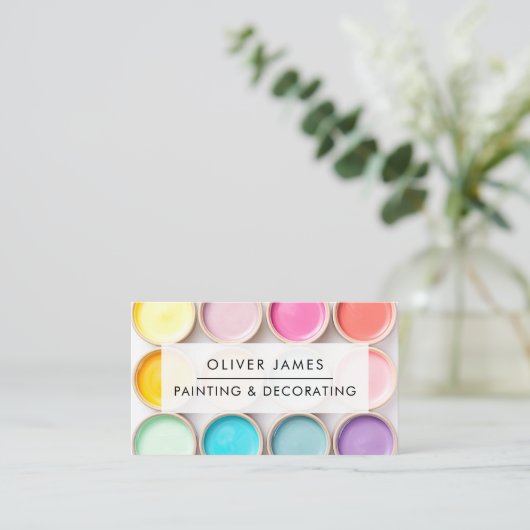 Pastelfarbtöpfe Künstlermaler oder Dekorator Visitenkarte (Stehend Vorderseite)