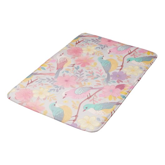 Pastelfeder-Blumenmuster 02 Badematte (Schrägansicht)