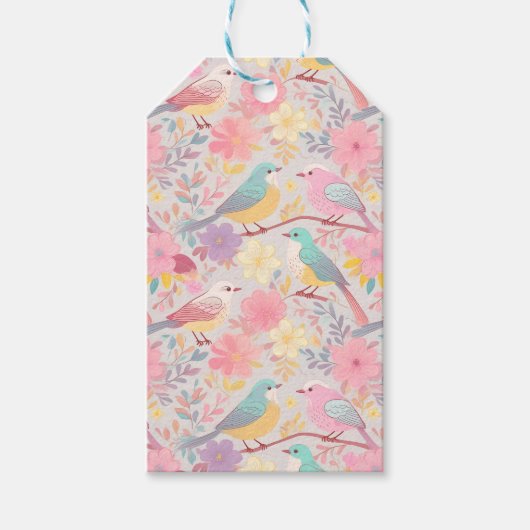 Pastelfeder-Blumenmuster 02 Geschenkanhänger (Vorderseite)