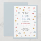 PastelGeburtstag Einladung (Vorne/Hinten)