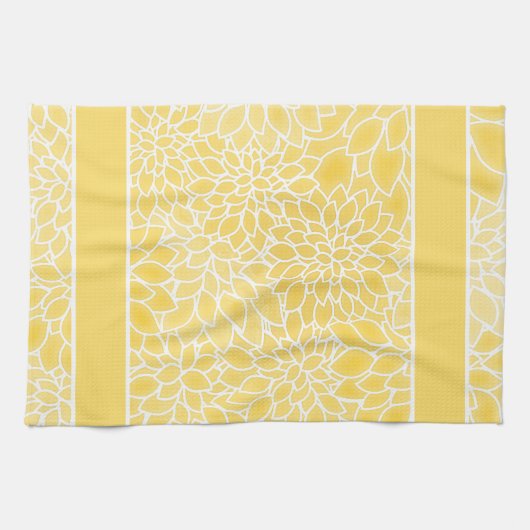 Pastelgelbe Dahlien Geschirrtuch (Horizontal)
