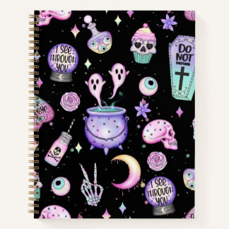 Pastelgoth, schwarz, Hardcover Spiral Notebook Notizblock
