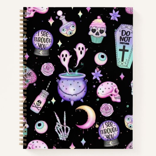Pastelgoth, schwarz, Hardcover Spiral Notebook Notizblock (Vorderseite)