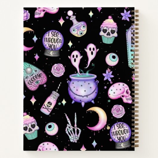 Pastelgoth, schwarz, Hardcover Spiral Notebook Notizblock (Rückseite)