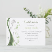 Pastelgrün und grau - Blumenzauber Einladung (Stehend Vorderseite)