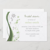 Pastelgrün und grau - Blumenzauber Einladung (Vorne/Hinten)