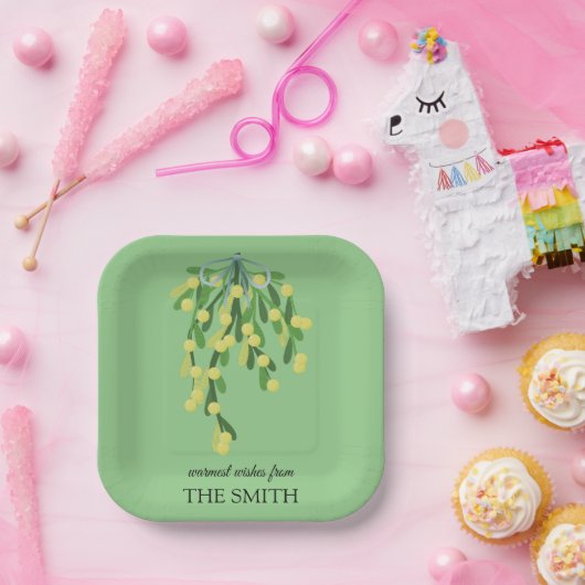 Pastelgrüne Mistelkuchen Pappteller (Party)