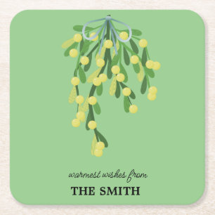 Pastelgrüne Mistelkuchen Rechteckiger Pappuntersetzer