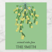 Pastelgrüne Mistelkuchen Weinetikett (Einzelnes Label)