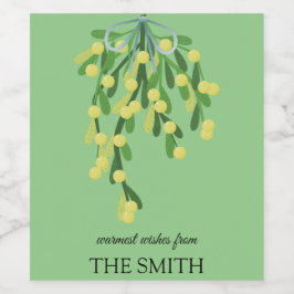 Pastelgrüne Mistelkuchen Weinetikett