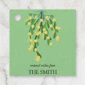 Pastelgrüne Mistletoeckaufkleber Geschenkanhänger (Vorderseite)