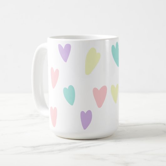 Pastelherzen Kaffeetasse (Vorderseite Links)