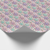 Pastell-3D-Schneeflocken auf rosa Geschenkpapier (Ecke)
