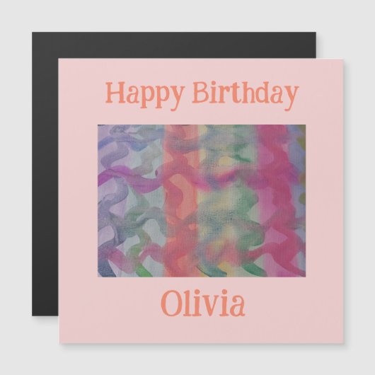 Pastell Abstrakt Art Magnetic Geburtstag Magnetkarte (Vorne/Hinten)
