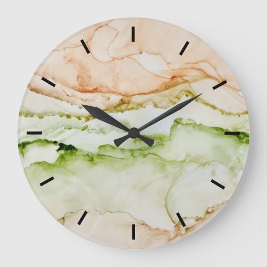 Pastell Abstrakt Bio grüner Aprikose Große Uhr (Vorderseite)