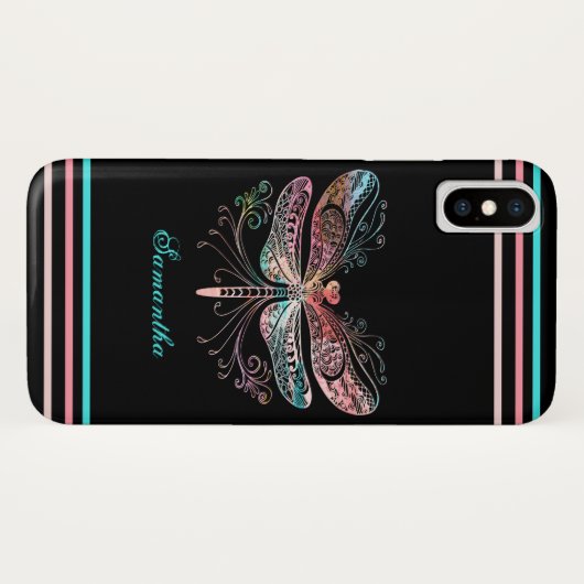 Pastell Abstrakt Dragonfly Black Case-Mate iPhone Hülle (Rückseite (Horizontal))
