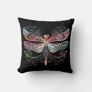 Pastell Abstrakt Dragonfly Black Kissen