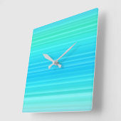 Pastell Abstrakt Türkis Blaue Streifen Quadratische Wanduhr (Winkel)