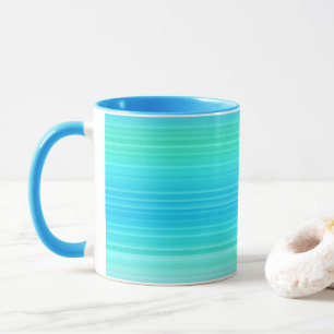 Pastell Abstrakt Türkis Blaue Streifen Tasse