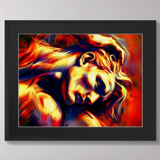 Pastell Abstrakte Sketch Reclining Man Yellow Oran Poster