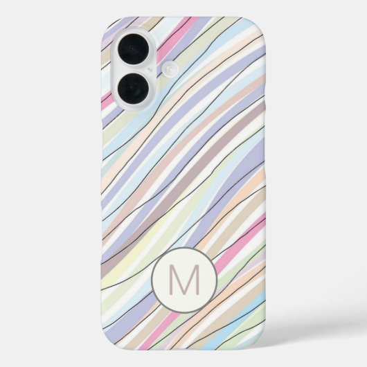 Pastell Abstrakte Wavy Stripes und Lines Monogramm Case-Mate iPhone Hülle (Rückseite)