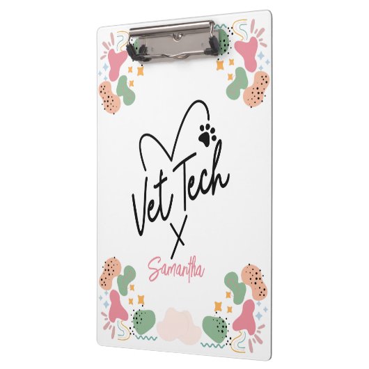 Pastell abstraktes Muster Vet Tech Heart Klemmbrett (Links)