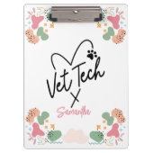 Pastell abstraktes Muster Vet Tech Heart Klemmbrett (Vorderseite)