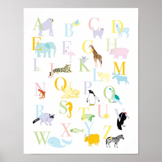 Pastell Animal ABC Print Poster (Vorne)