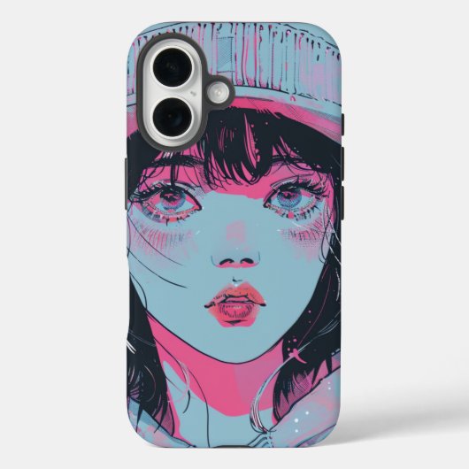 Pastell-Anime-Mädchen-mit-Strickmütze-Kunst Case-Mate iPhone Hülle (Rückseite)