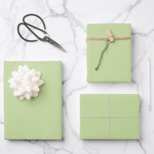 Pastell Apfelgrün Uni Geschenkpapier Set (Vorderseite)