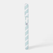 Pastell-Aqua-Geometrisches Muster-Monogramm iPhone 16 Hülle (Linke Seite)