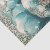 Pastell Aquamarin & Blue Watercolor Florals Tissue Seidenpapier (Detail)